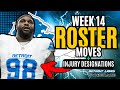 Detroit Lions Roster Moves & Injury Designations Ahead OF WEEK 14 Matchup!