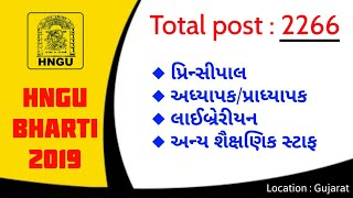 HNGU BHARTI 2019 | પ્રિન્સિપાલ, અધ્યાપક, પ્રાધ્યાપક, લાઈબ્રેરીયન અને અન્ય શૈક્ષણિક સ્ટાફની ભરતી