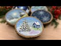 5 Christmas Acrylic Painting ideas on wood slices - diy christmas ornament