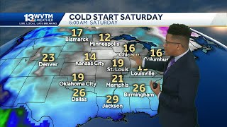 Arctic Air Lingers: Alabama stays cool to start the weekend, but warmer weather returns to the fo...