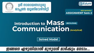 SGOU Solved Assignment|Mass Communication Set 2|Analytical| Ancillary Course #sgou #assignmen#edumi