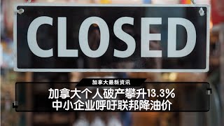 加拿大个人破产攀升13.3%  中小企业呼吁联邦降油价