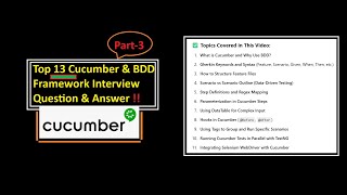 Top 13 Cucumber & BDD Framework Interview Questions | Selenium Integration | Step-by-Step Guide