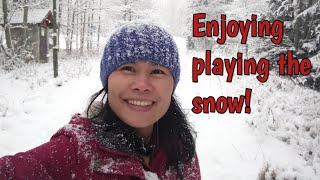 Tatranská Lomnica (High Tatras), Slovakia -Enjoying playing the snow!29 November  2020