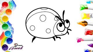 HOW TO DRAW AND COLORING A CUTE LADYBUG | STEP BY STEP