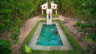 Dig To Build Most Amazing Swimming Pool Water Slide House In Deep Jungle