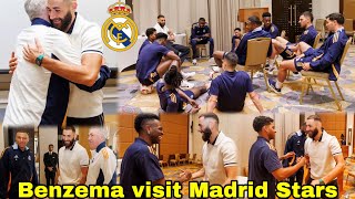 Karim Benzema visits the Real Madrid Stars at Team Hotel in Jeddah🔥Vinicius,Mbappe,Endrick Happy