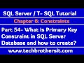 What is Primary Key Constraint in SQL Server Database - SQL Server / TSQL Tutorial Part 54