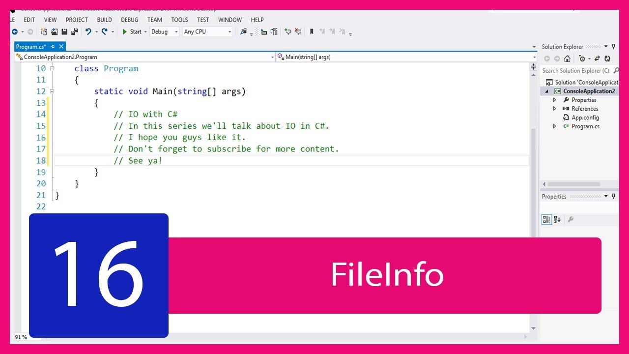 C# IO Tutorial #16 - Using The FileInfo Class - YouTube