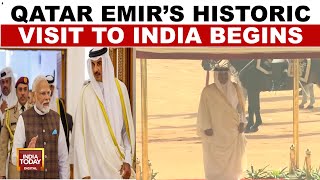 Emir Of Qatar Receives Guard Of Honour At Rashtrapati Bhavan During State Visit To India