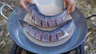 Tasty Steamed Fish with Tamarind Sauce | Whole Steamed Fish Cooking and Eating