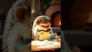 Hugo the Hedgehog expertly crafts  classic Margherita pizza in a rustic Italian pizzeria #pizzamagic