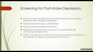 Stroke 101 - Post Stroke Depression (Dec. 14, 2023)