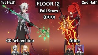 (Duo) Diluc + Arlecchino | 5.4 Spiral Abyss Floor 12 9 Stars | Genshin Impact