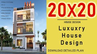 20x20 House Plan With Swimming Pool | 400 Sqft House | 2 BHK | 20*20 House Design 3D | 20by20 House