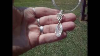 SOLD Rare Dark Rhodizite Crystal Phenacite Phenakite Reiki Sterling Wire Wrap Pendant 06-13-16