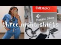 three 12 hour night shifts in a row as a registered nurse, vlog, new grad RN, emergency department