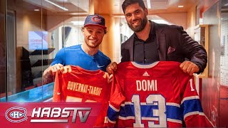 Max Domi and Laurent Duvernay-Tardif swap jerseys