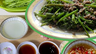 Fried Water Morning glory ត្រឡប់ខ្លាញ់ត្រកួនប្រេងខ្យ៉ង