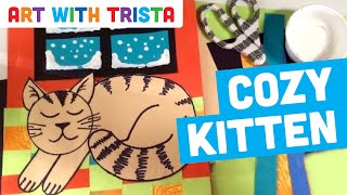 Cozy Kitten Step By Step Art Tutorial - Art WIth Trista