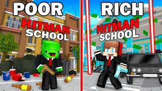 Mikey POOR vs JJ RICH Hitman School Survival Battle in Minecraft (Maizen)