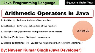 Arithmetic Operators in Java | Java Programming Language | Java