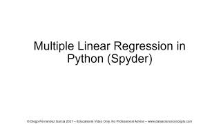 Multiple Linear Regression in Python (Spyder)