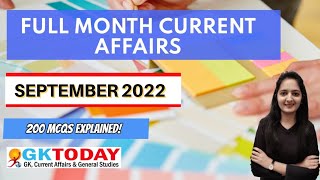 September 2022  Full Month Current Affairs | GK Today Monthly Current Affairs