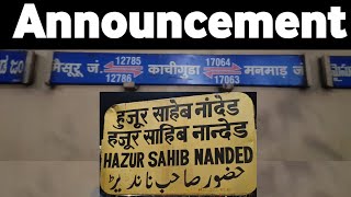 HAZUR SAHIB NANDED Train Announcement | Loud \u0026 Clear | Ajanta Exp Popular Indian Rail Announcement