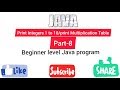 Print Integers 1 to 10 / print Multiplication Table for beginner level Java program part-8