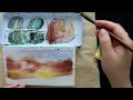 watercolor landscape simple and beautiful sunset scene.