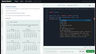 Hackerrank Python Solution #1 Calendar - Python: Calendar Module
