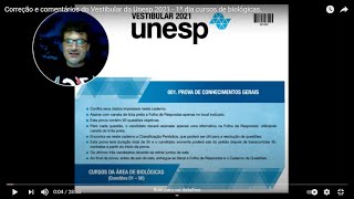 Correção e comentários do Vestibular da Unesp 2021 - 1º dia cursos de biológicas.