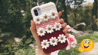 New! Trending Mobile Case Crochet Design in hindi/urdu | Floral Phone cover 😍 #crosiaphonecase