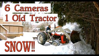 Vintage Tractor Plowing Snow - Tons of Cameras!