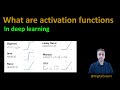132 - What are Activation functions in deep learning (Keras & Tensorflow)?