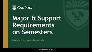 Major & Support Requirements on Semesters