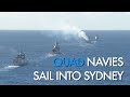 India, Japan, US, Australia naval ships sail into Sydney for annual military exercises