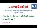 JavaScript Interview Questions - #7 | How to find count of duplicates in an array ? #js #typescript