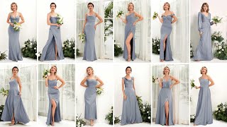 Dusty Blue Satin Bridesmaid Dresses