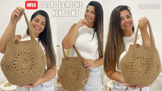 Bolsa de Croche LINDA e Muito Facil - Passo a Passo | Croche Hexagono Flor Barbante 6 - NOVO MODELO