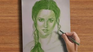 How to draw a beautiful girl - colored pencils - Ana de armas - time-lapse.