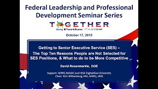 Getting to SES – Federal Leadership and Professional Development Seminar Series