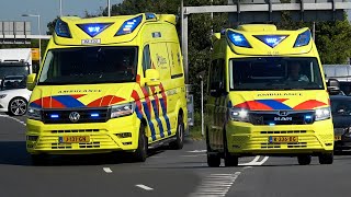 [Kapotte luchthoorn \u0026 E-horn] Ambulances \u0026 Politie met spoed in Leeuwarden