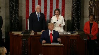 US President Donald Trump arrives in House chamber to deliver State of Union speech | AFP