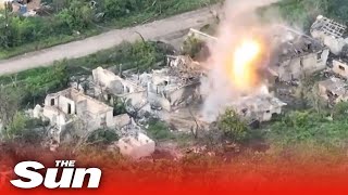 Ukrainian artillery forces destroy Russian mortar position