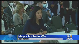 Mayor Wu speaks at DESE meeting after state report criticizes Boston Public Schools