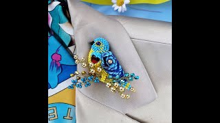 Патріотична брошка пташка жовто блакитна. Ukrainian handmade brooch pin 💙💙💙💛💛💛