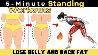 5 Minute Standing TOTAL BODY Workout ✔ LOSE BELLY FAT AND BACK FAT