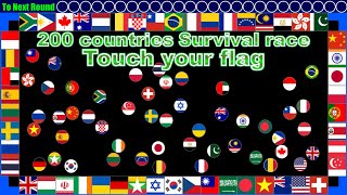 Touch your flag ~200 countries survival marble race~  in Algodoo | Marble Factory